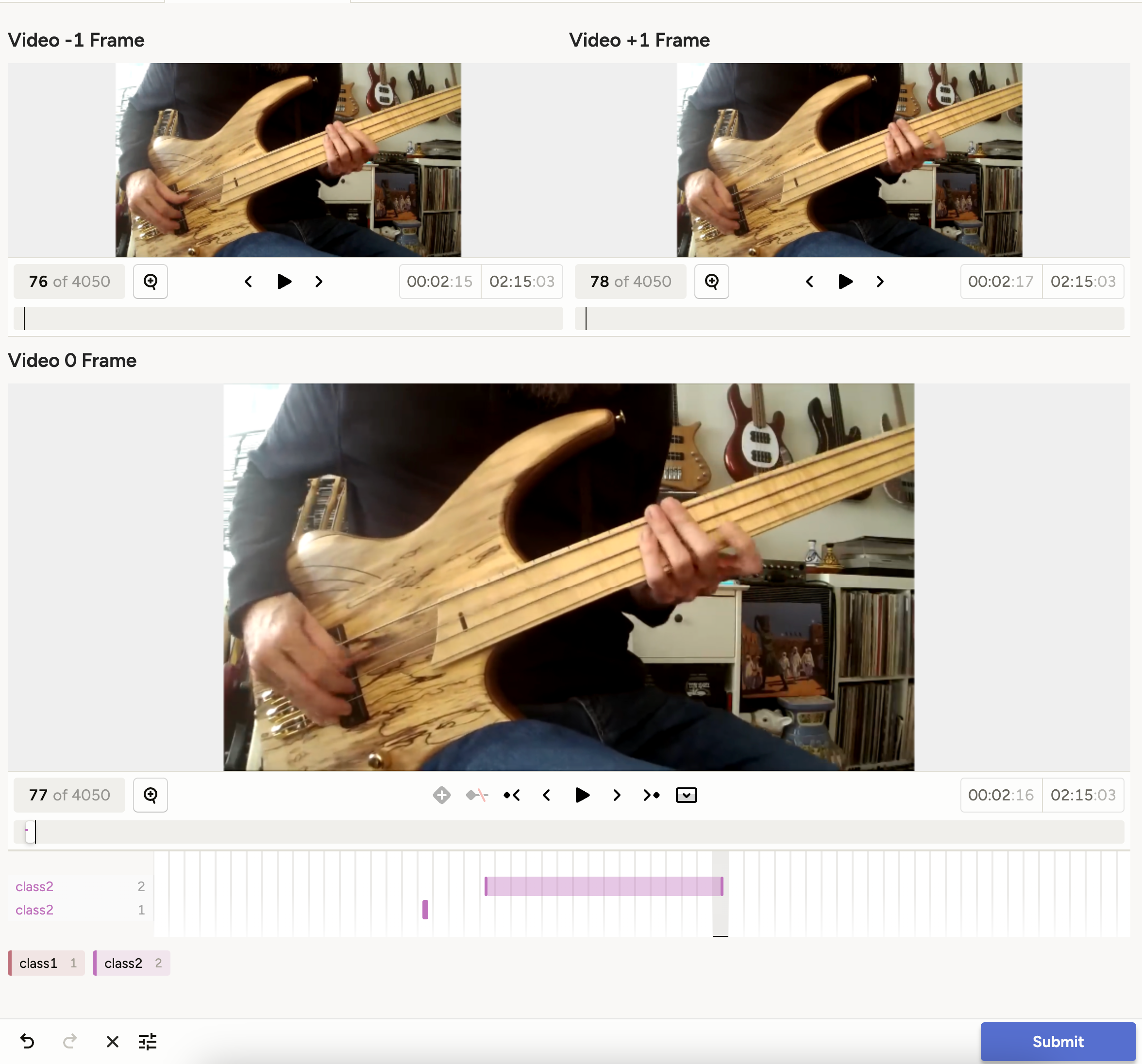 Screenshot of video sync labeling config