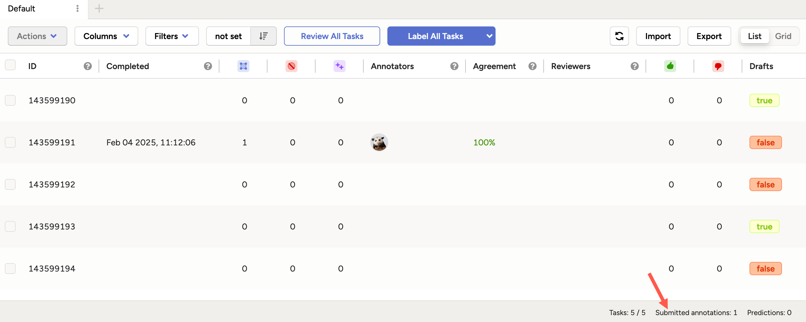 Screenshot of counter