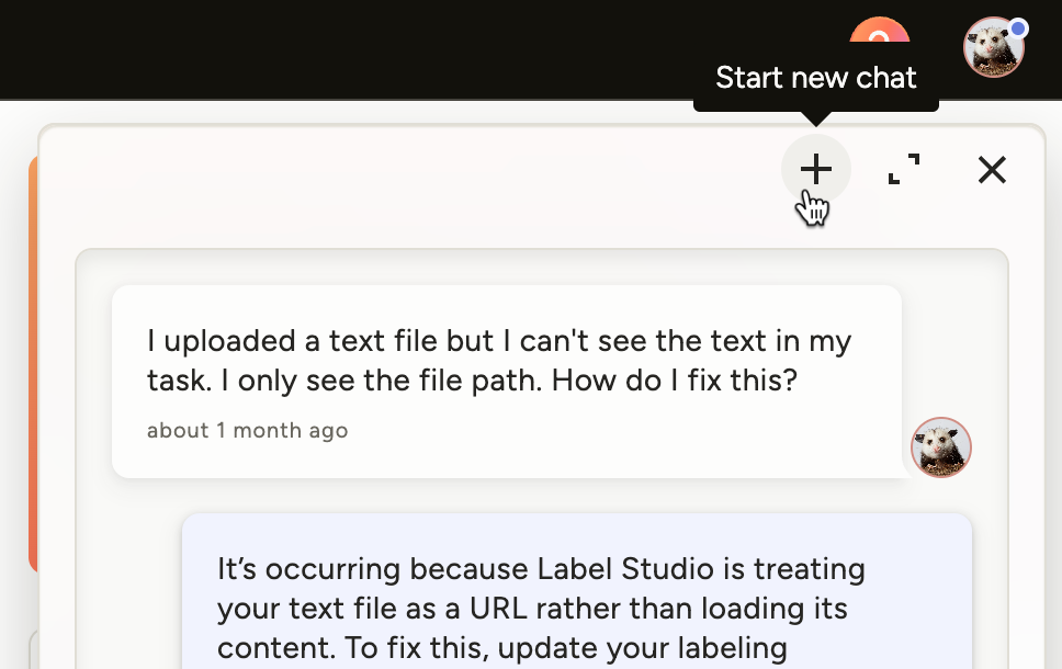 Screenshot of AI assistant